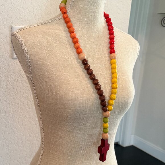 Rosary with Wooden Beads EUC - Picture 3 of 5